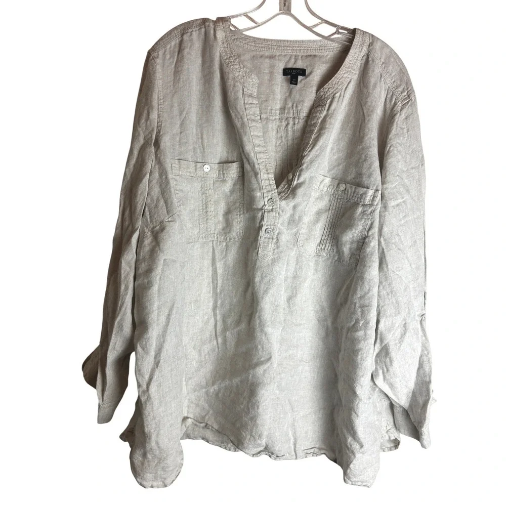 Talbots Tunic Talbots | Tops | Talbots Plus Womens 3x Linen Tunic Top Oatmeal Beige ...